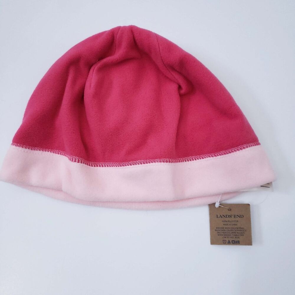 NEW Lands End Fleece Hat Beanie Kids Pink SIze Large Girls Winter Soft